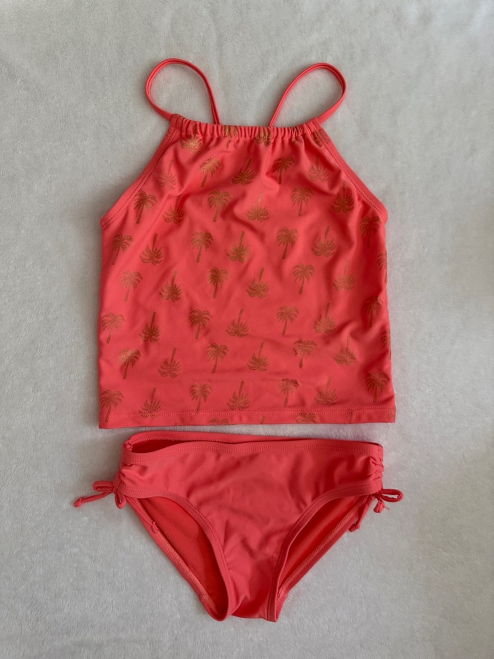 Old Navy | Palm Tree Two Piece Tankini Swimsuit UPF 40 Coral Orange/Gold (S)